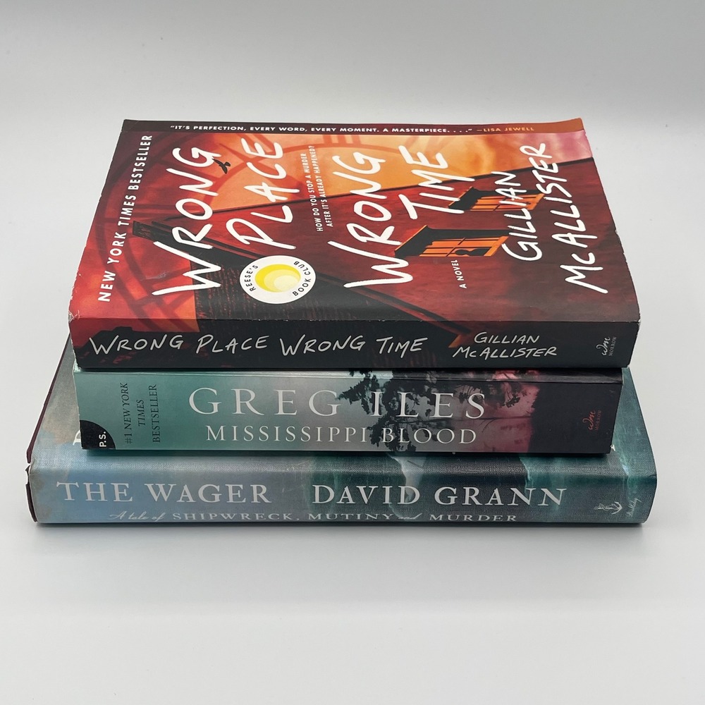 NYT Bestseller Book Lot The Wager Wrong Place Wrong Time Mississippi Blood 3pk